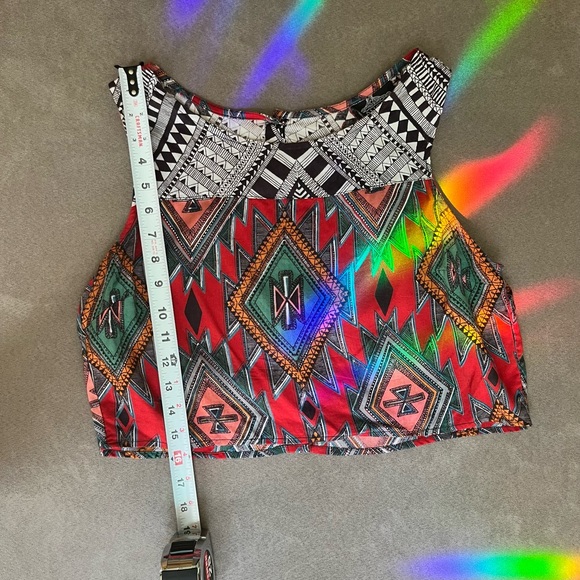 Boho Indie Crop Top Sleeveless Shirt with Button Detail Back Cutout Size Small - Picture 6 of 10